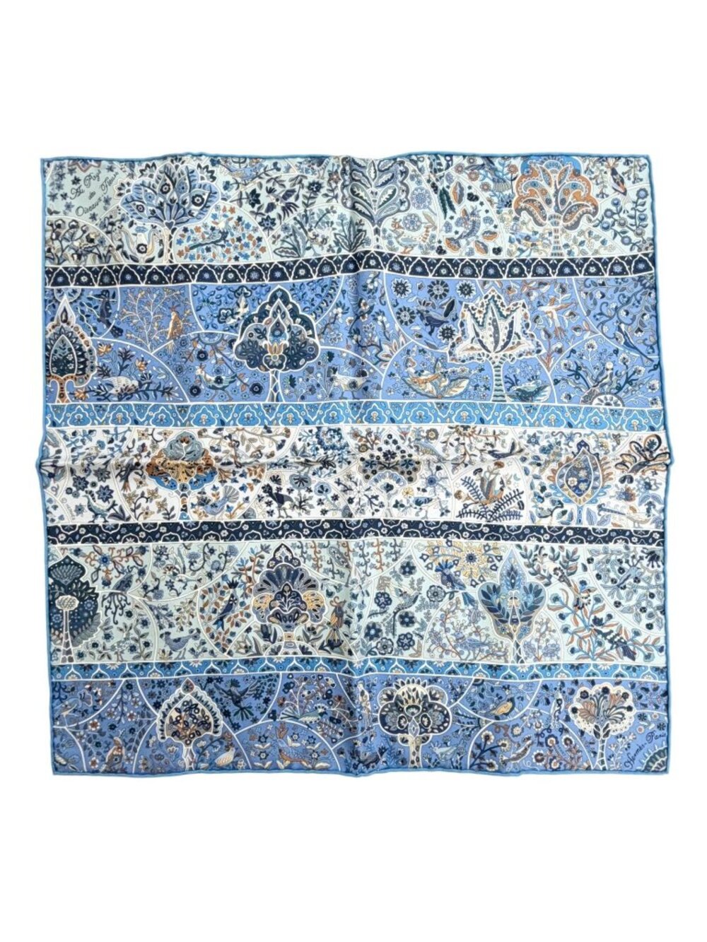 Hermes Au Pays Des Oiseaux Fleurs in the Land of Blooming Birds 100% Silk Bleu - Picture 1 of 7